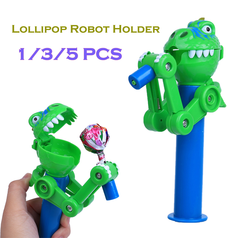 Spicy Food Snacks - 1/3/5 buah dinosaurus Robot Lollipop pemegang