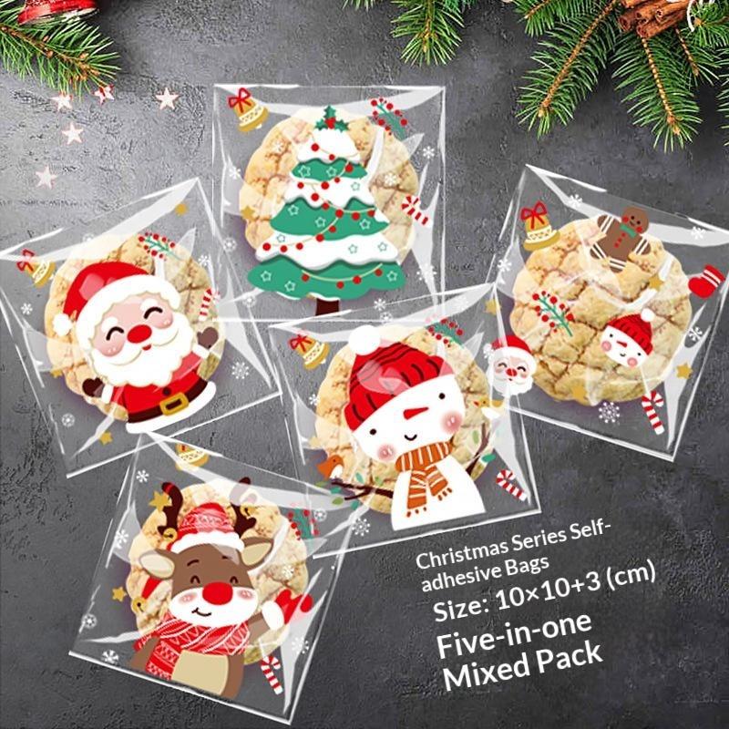 Xmas Food Snacks - 100 Buah Tas Camilan Natal Berperekat,