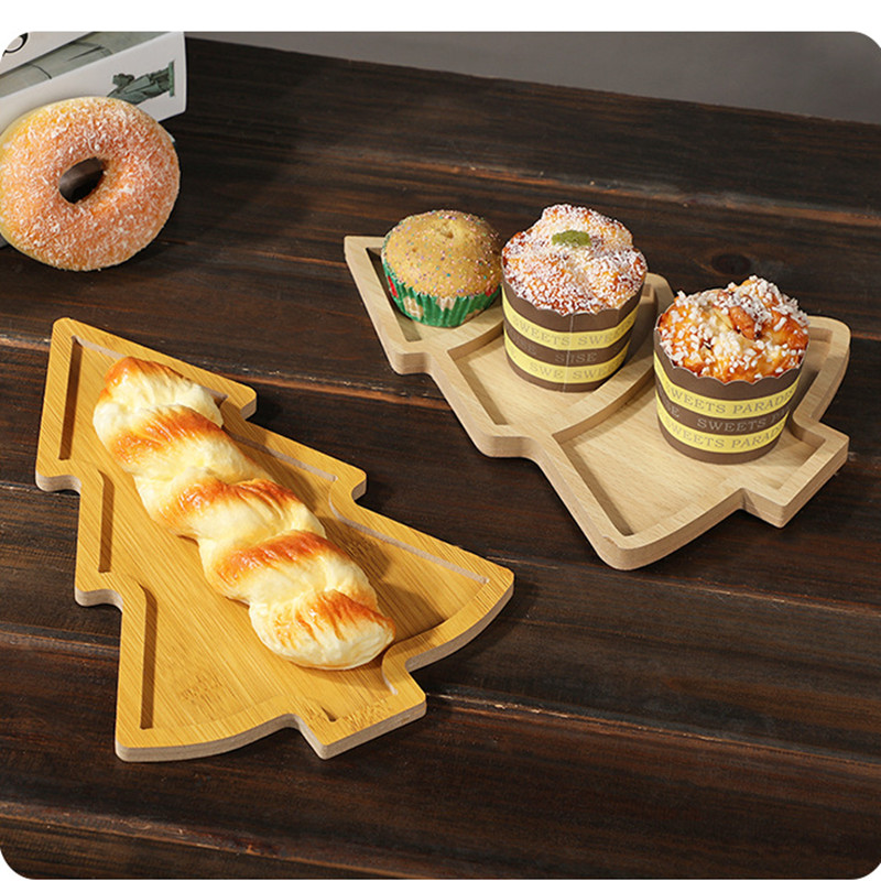 Xmas Food Snacks - Nampan Kayu Natal, Perlengkapan Meja Natal,