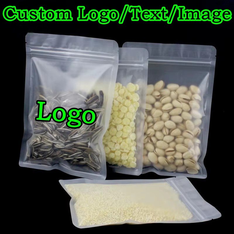 Logo Food Snack - 100PCS Kantong Kemasan Plastik Ziplock Buram