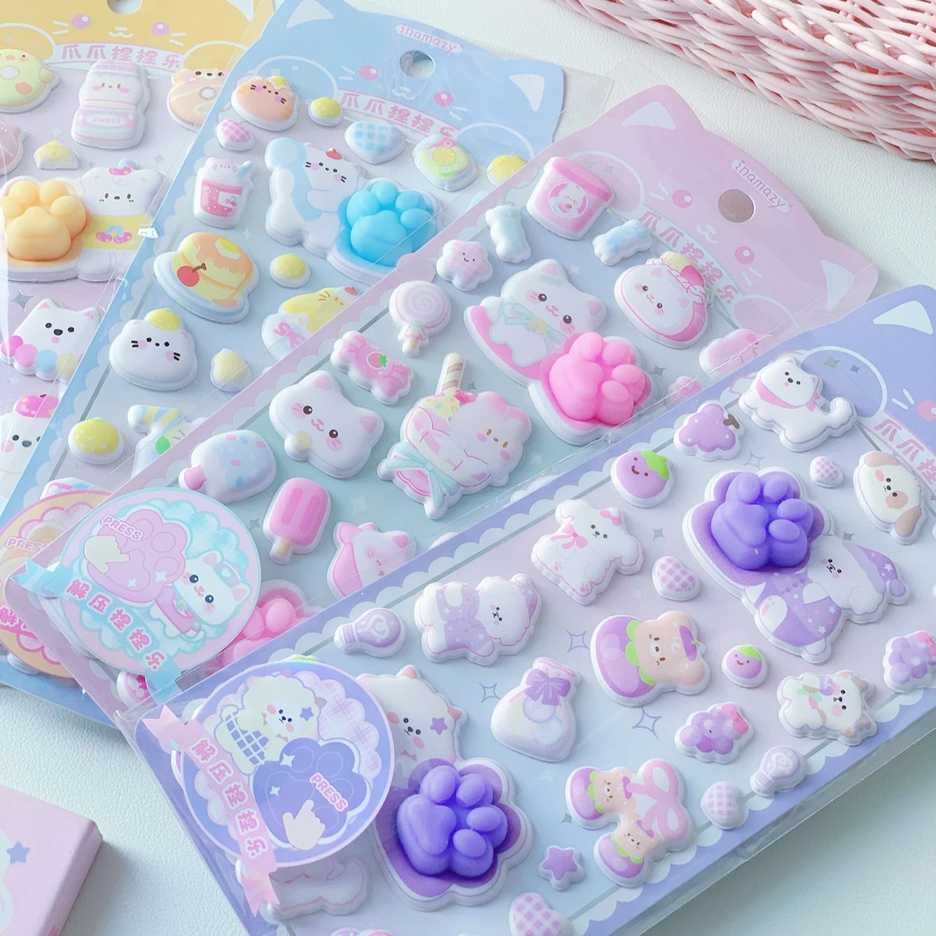 Candy Sour Strip - Stiker Cakar Kucing 3D Kawaii, Lembar