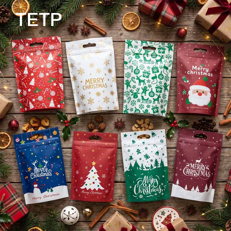 Xmas Food Snacks - TETP Kantong Zipper Kartun Natal yang